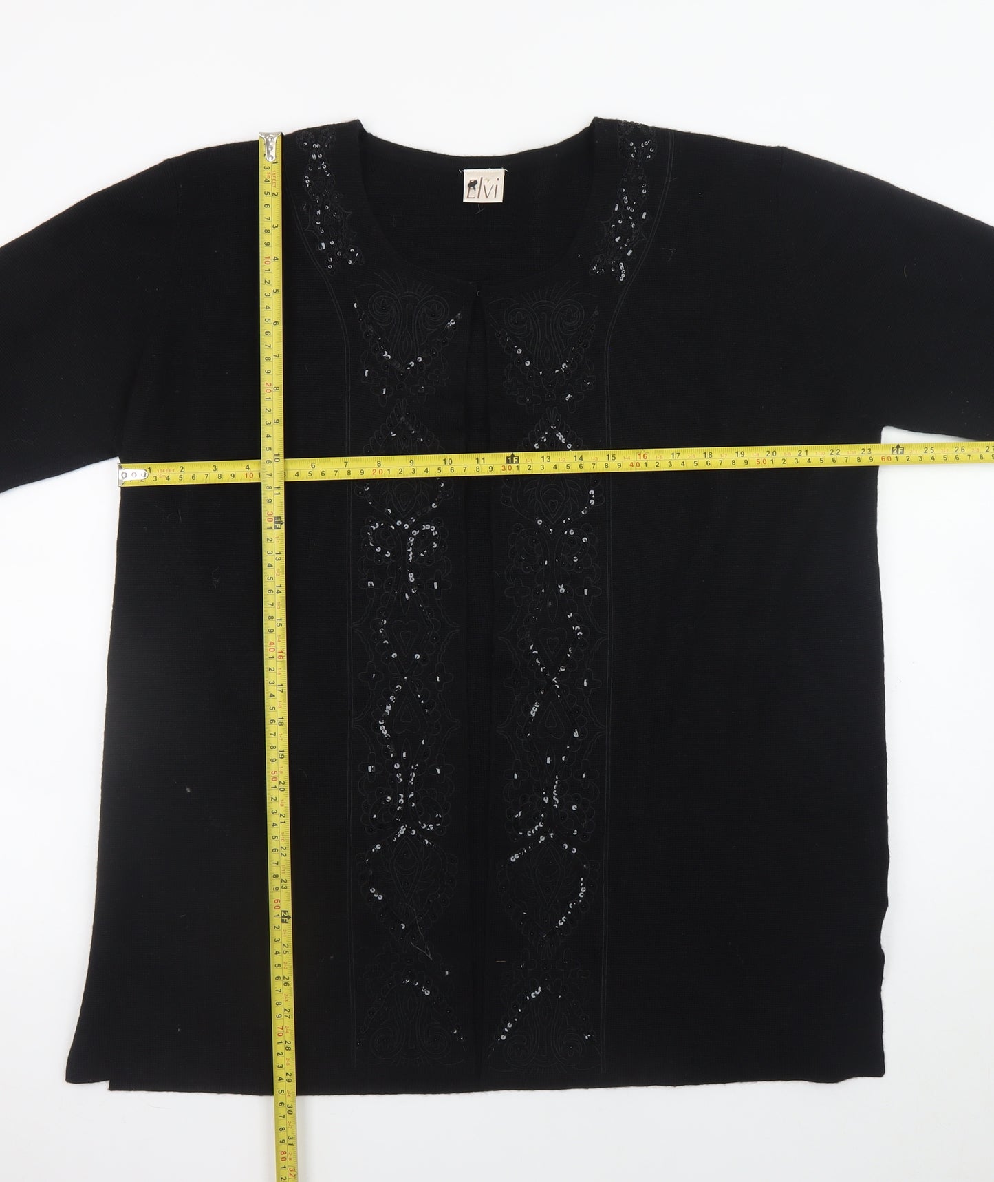 Elvi Women’s Black Long Sleeve Sequin Knit Cardigan Size 2