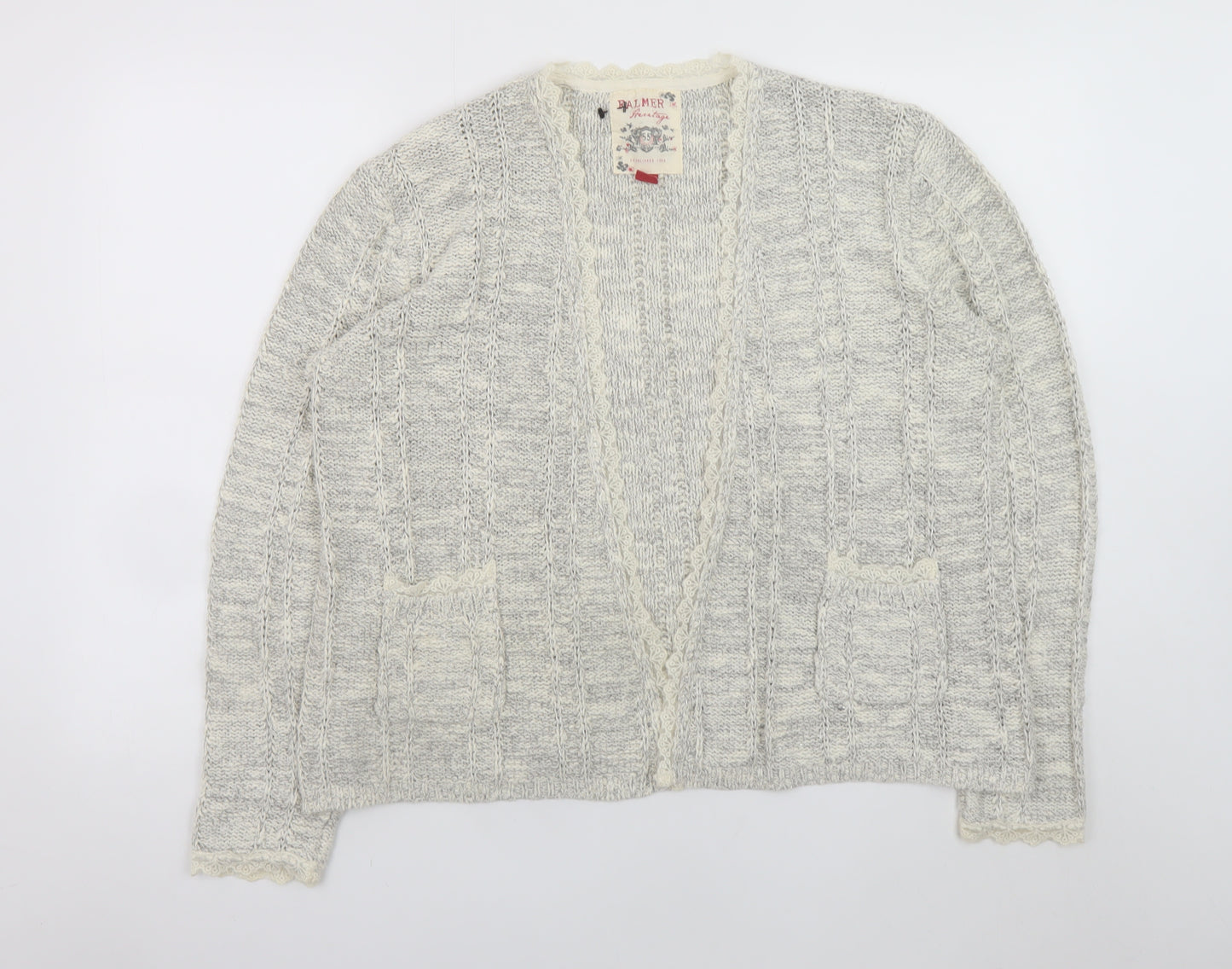 Palmer Heritage Womens Grey Size 16 Cable Knit Cardigan