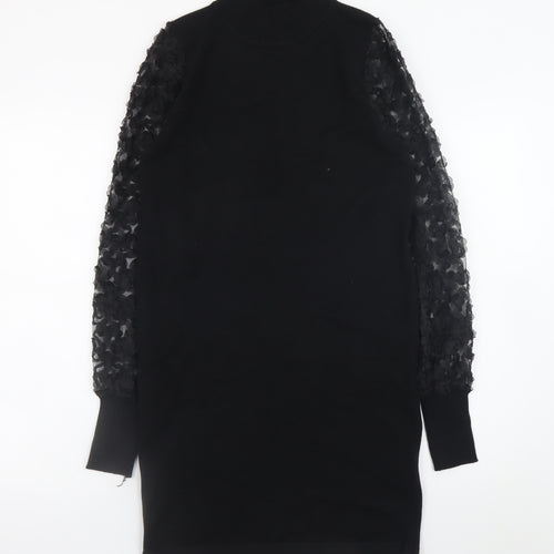 Mela London Women’s Black High Neck Knit Bodycon Dress Size S
