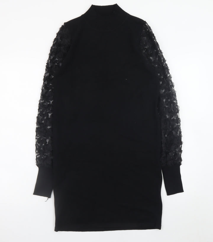 Mela London Women’s Black High Neck Knit Bodycon Dress Size S