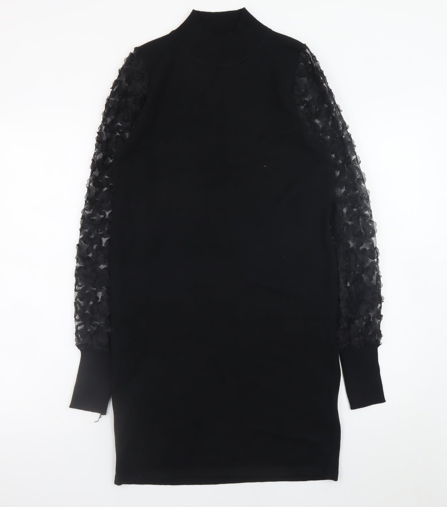 Mela London Women’s Black High Neck Knit Bodycon Dress Size S