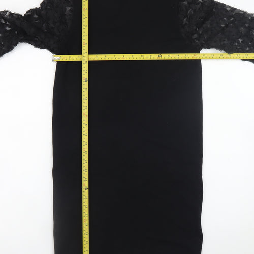 Mela London Women’s Black High Neck Knit Bodycon Dress Size S
