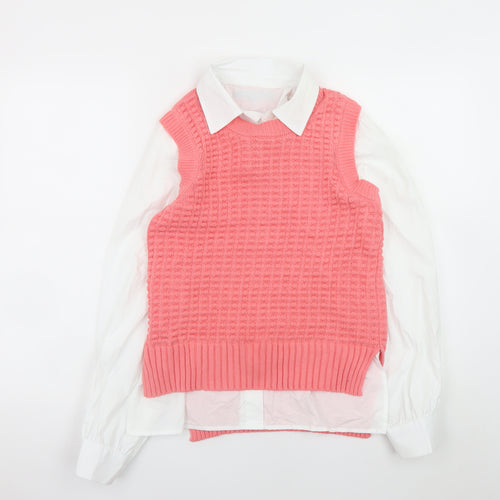 French Connection Womens Pink Cotton Knit Sleeveless Vest XS