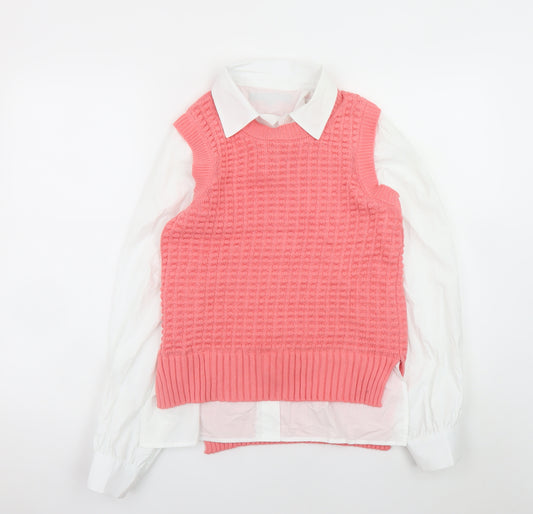 French Connection Womens Pink Cotton Knit Sleeveless Vest XS
