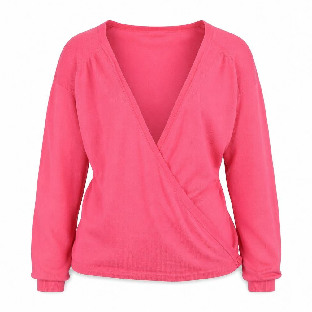 Jigsaw Women Pink Wrap V-Neck Cotton Knit Jumper Size S