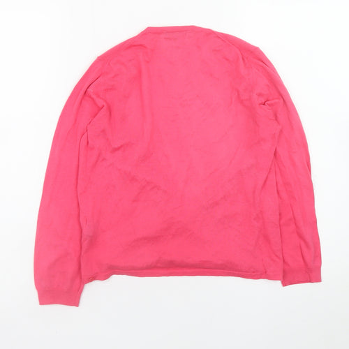 Jigsaw Women Pink Wrap V-Neck Cotton Knit Jumper Size S