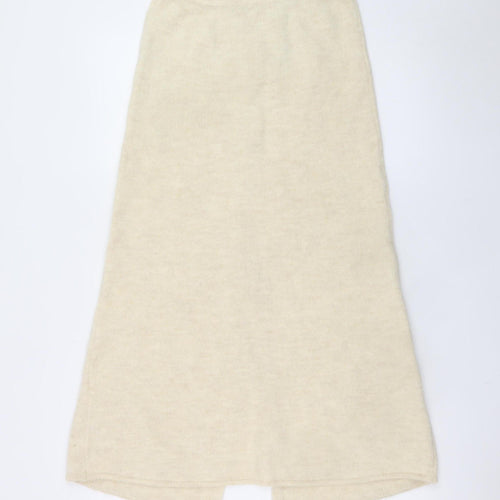 Zara Women Beige Knit A-Line Midi Skirt Size M