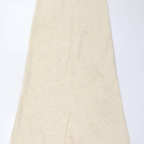 Zara Women Beige Knit A-Line Midi Skirt Size M