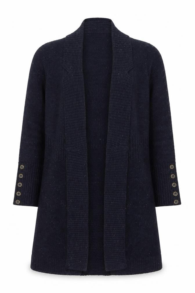 Front view of Marks & Spencer Women’s Blue Wool Blend Long Cardigan M