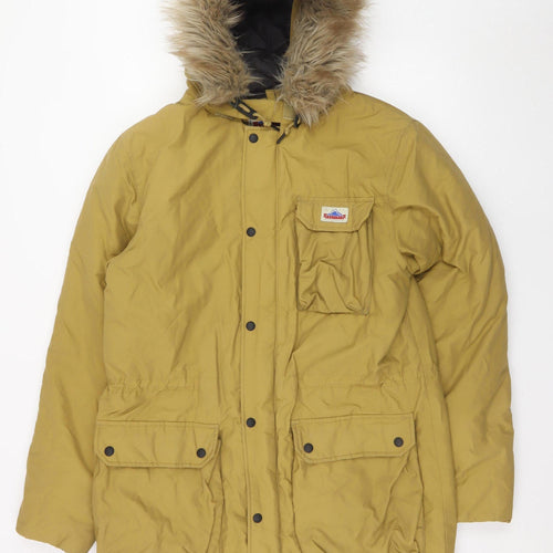 Penfield Men's Yellow L Parka Coat Hooded Faux Fur Winter Jacket
