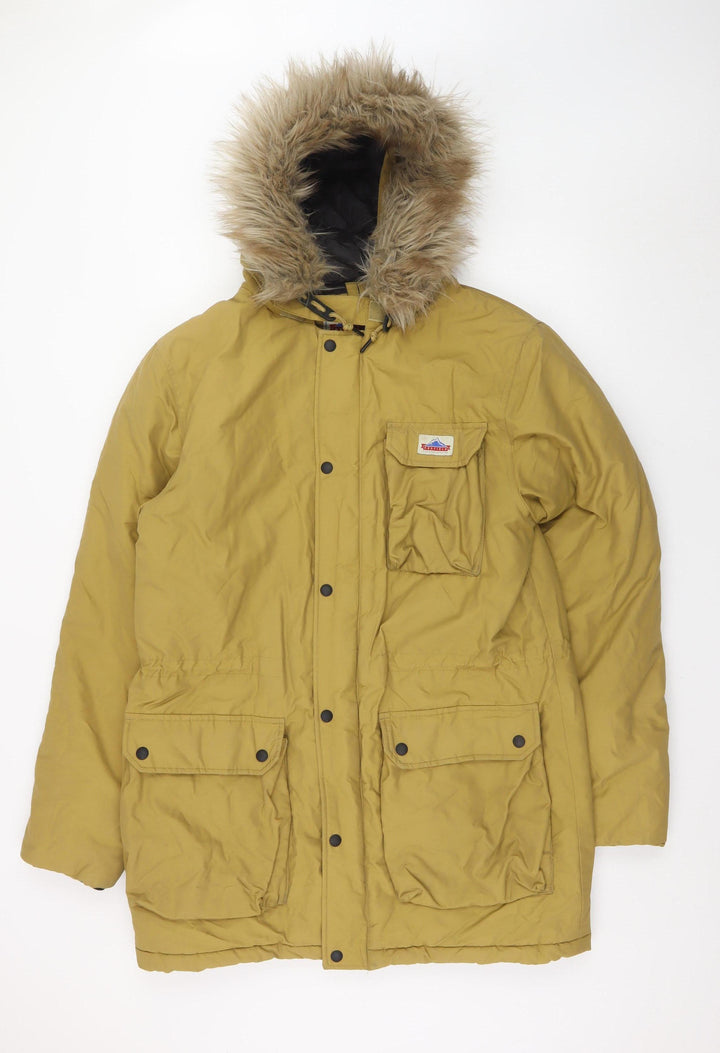 Penfield Men's Yellow L Parka Coat Hooded Faux Fur Winter Jacket