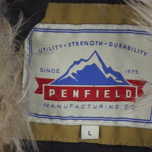 Penfield Men's Yellow L Parka Coat Hooded Faux Fur Winter Jacket