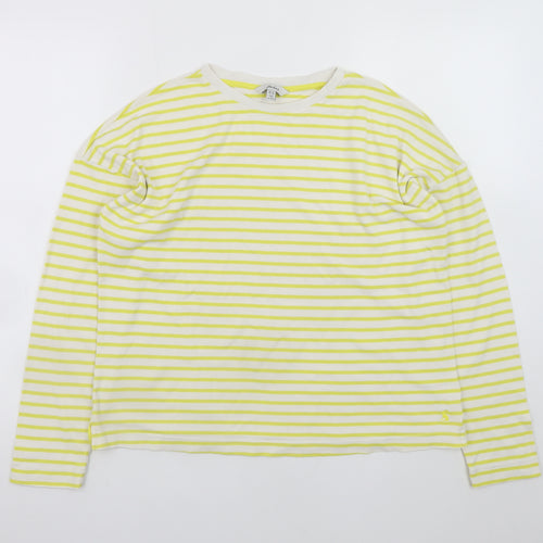 Joules Womens Yellow Striped Long Sleeve Cotton T-Shirt UK 10