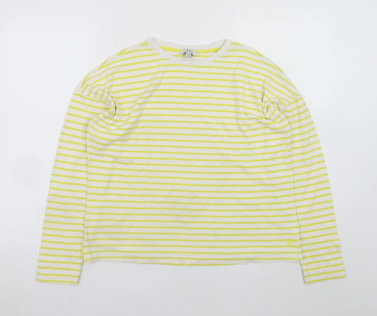 Joules Womens Yellow Striped Long Sleeve Cotton T-Shirt UK 10