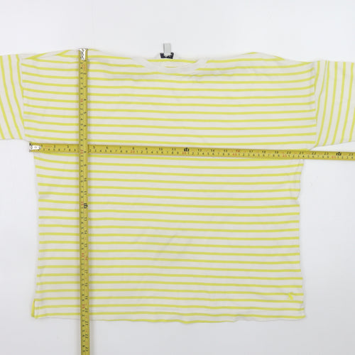 Joules Womens Yellow Striped Long Sleeve Cotton T-Shirt UK 10