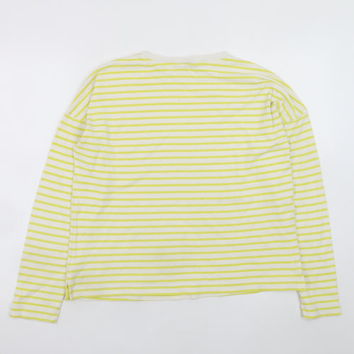 Joules Womens Yellow Striped Long Sleeve Cotton T-Shirt UK 10