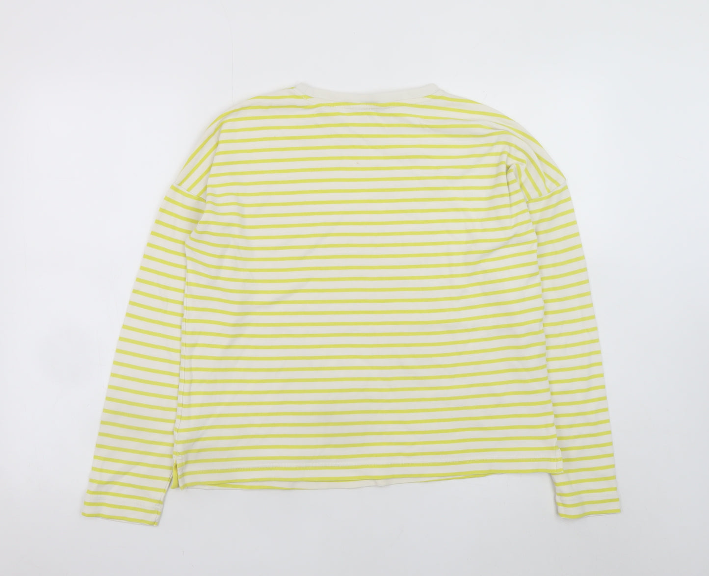 Joules Womens Yellow Striped Long Sleeve Cotton T-Shirt UK 10