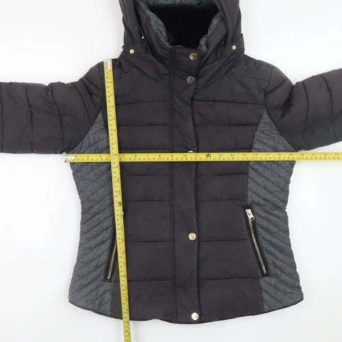 Next Womens Black Size 12 Hooded Puffer Jacket Winter Coat