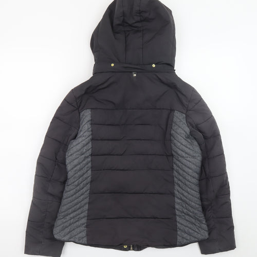 Next Womens Black Size 12 Hooded Puffer Jacket Winter Coat
