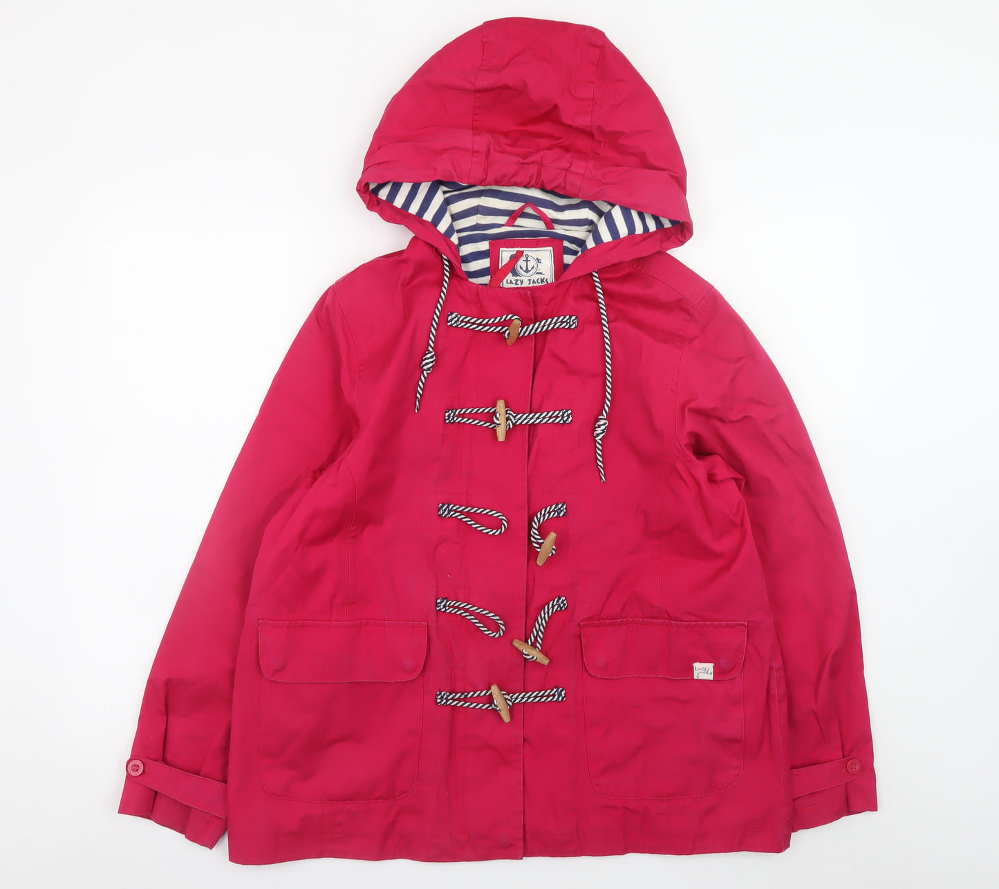 Lazy Jacks Womens Pink Hooded Toggle Duffle Jacket L