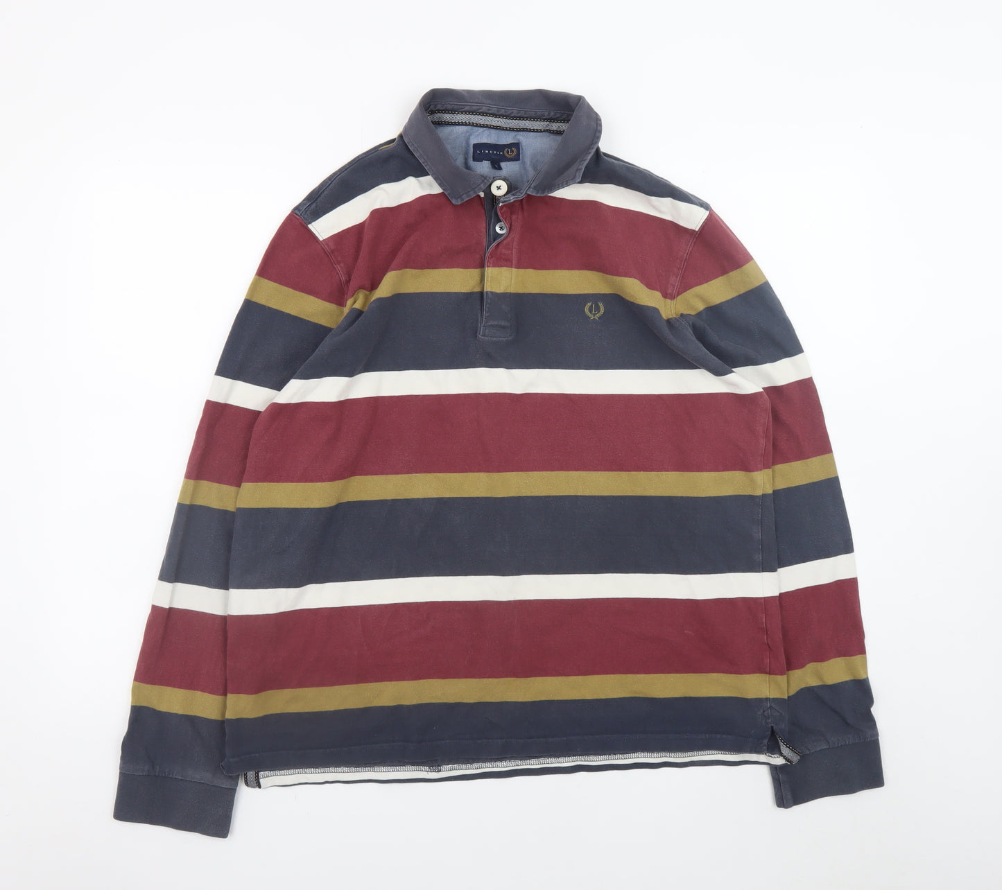 Lincoln Men's Multicoloured Striped Long Sleeve Button-Up Shirt L