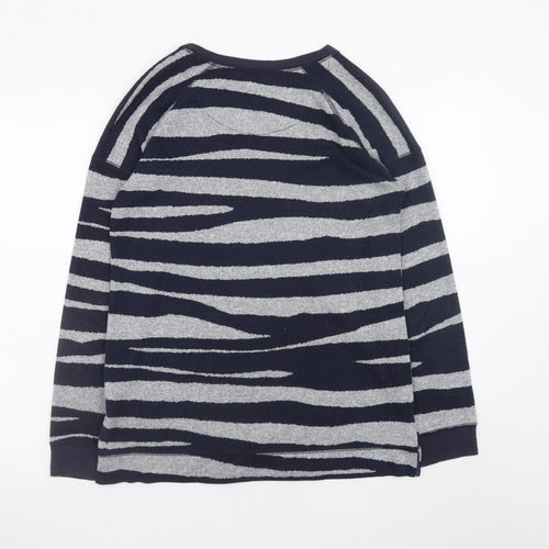 Marks and Spencer Womens Grey Zebra Print Crew Neck Pullover Jumper UK 12