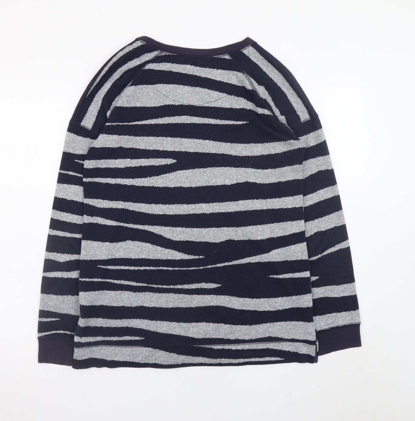 Marks and Spencer Womens Grey Zebra Print Crew Neck Pullover Jumper UK 12