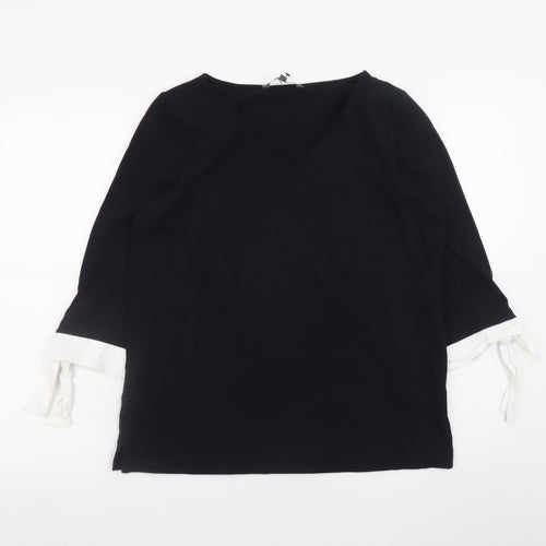 Laura Ashley Women’s Black Tunic Blouse Size 12 Bow Sleeve