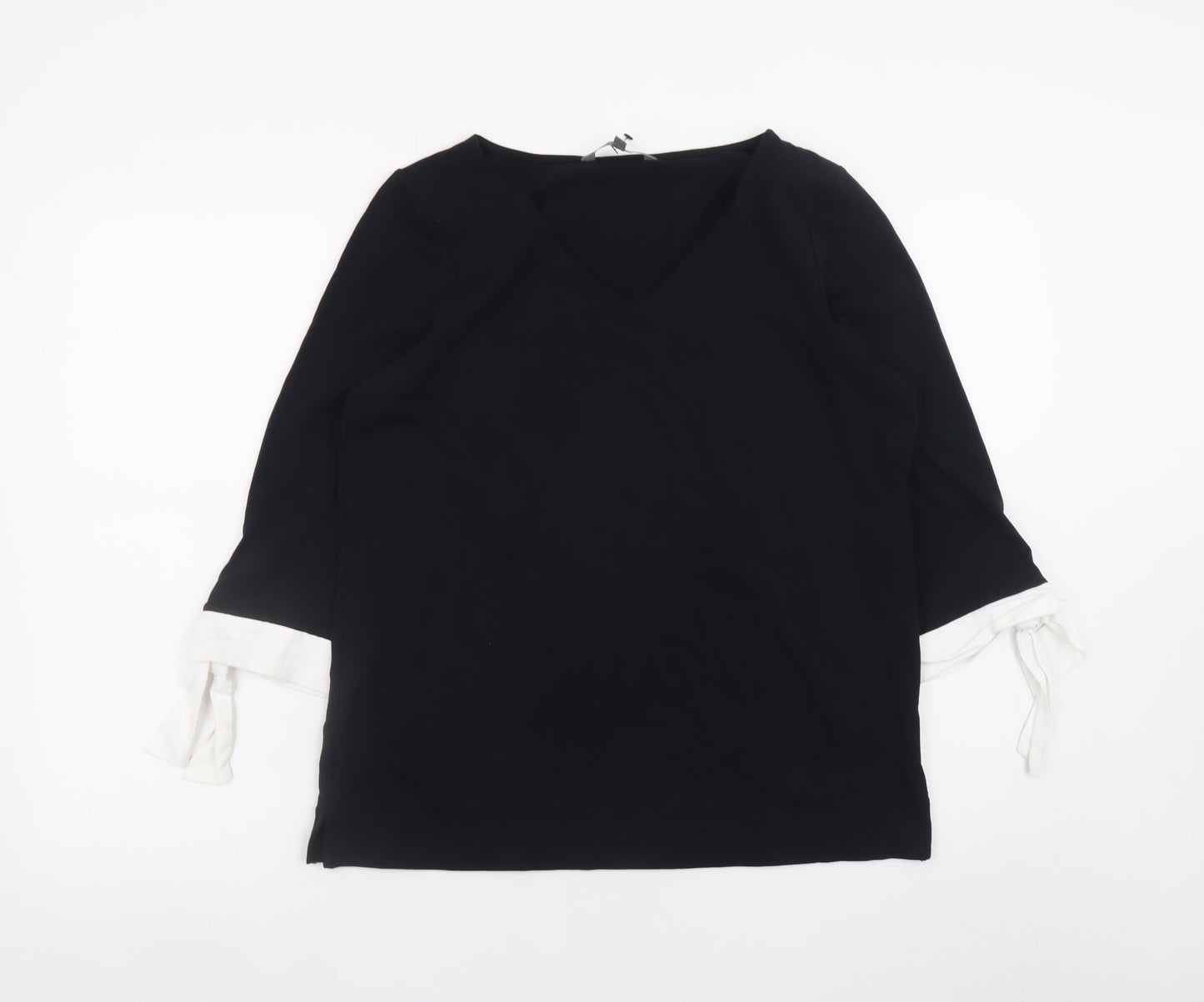 Laura Ashley Women’s Black Tunic Blouse Size 12 Bow Sleeve