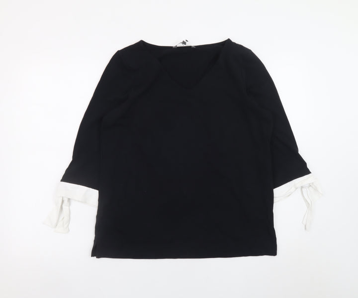 Laura Ashley Women’s Black Tunic Blouse Size 12 Bow Sleeve