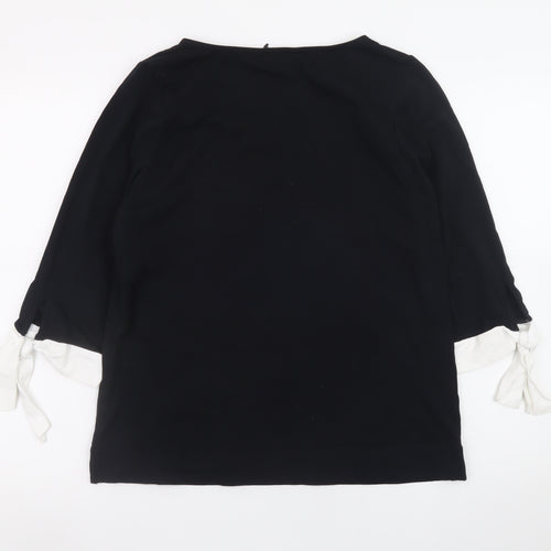 Laura Ashley Women’s Black Tunic Blouse Size 12 Bow Sleeve