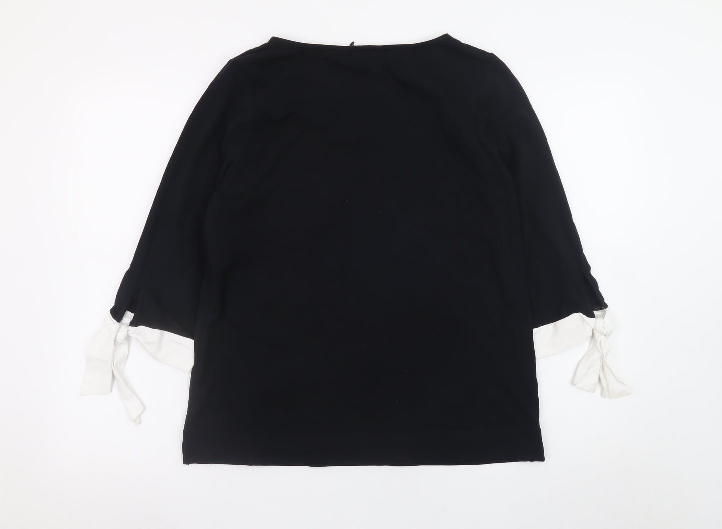 Laura Ashley Women’s Black Tunic Blouse Size 12 Bow Sleeve