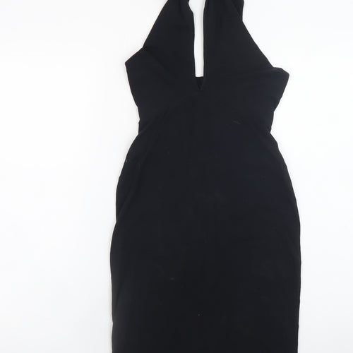 American Apparel Women Black Halter Bodycon Dress Size S