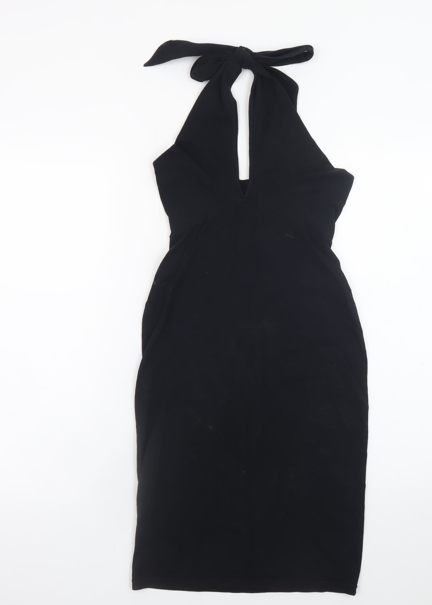 American Apparel Women Black Halter Bodycon Dress Size S