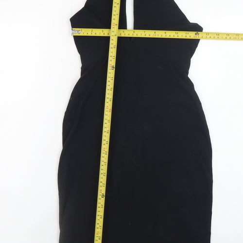 American Apparel Women Black Halter Bodycon Dress Size S
