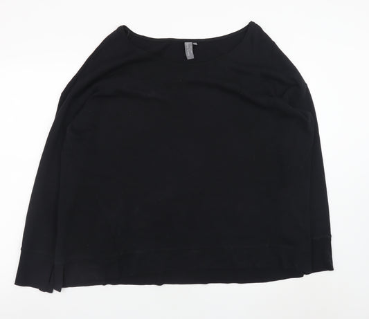 Sweaty Betty Womens Black L Long Sleeve Boat Neck Relaxed Top