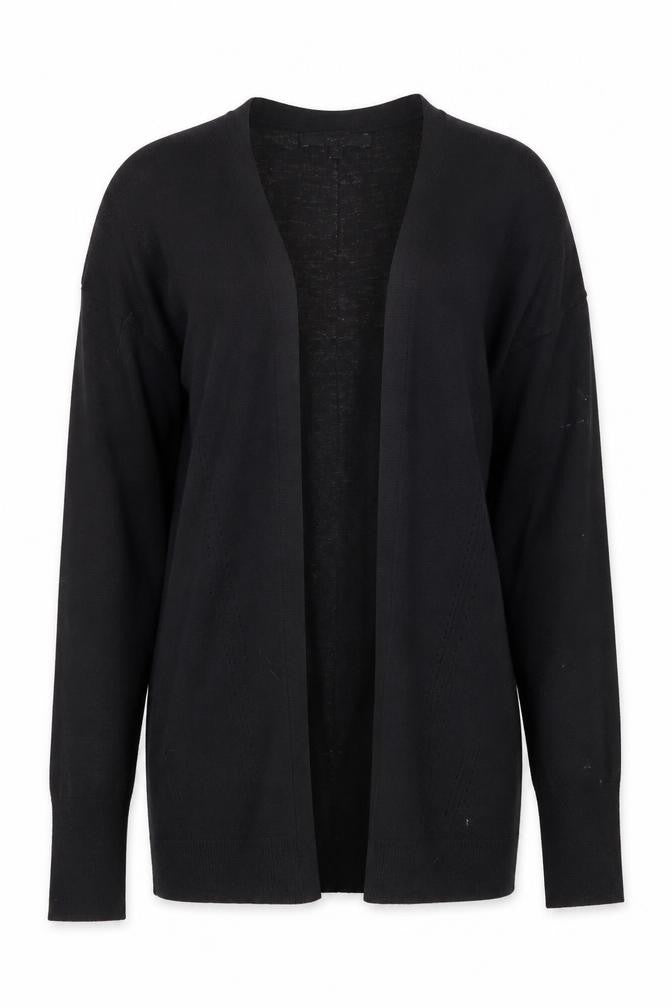 Front view of Next Women's Black Long Sleeve Cardigan, size 6, Lightweight Knit