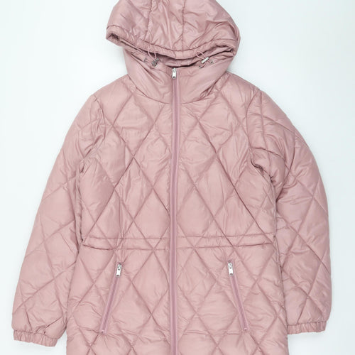 Andrew Marc Womens Pink Quilted Hooded Puffer Jacket Size S
