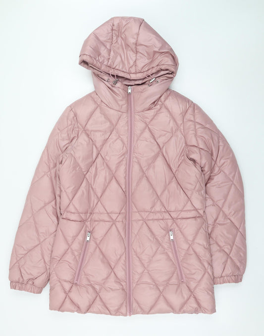 Andrew Marc Womens Pink Quilted Hooded Puffer Jacket Size S