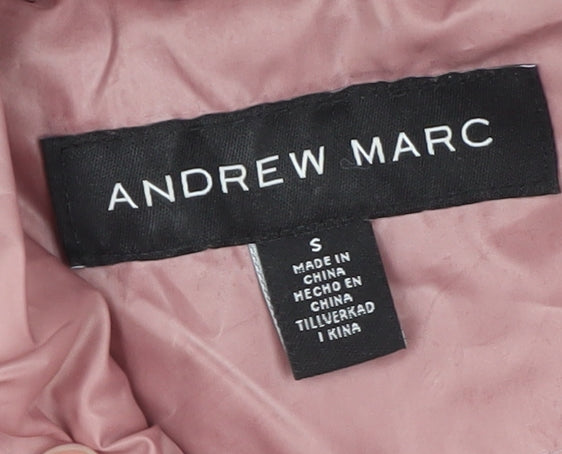 Andrew Marc Womens Pink Quilted Hooded Puffer Jacket Size S