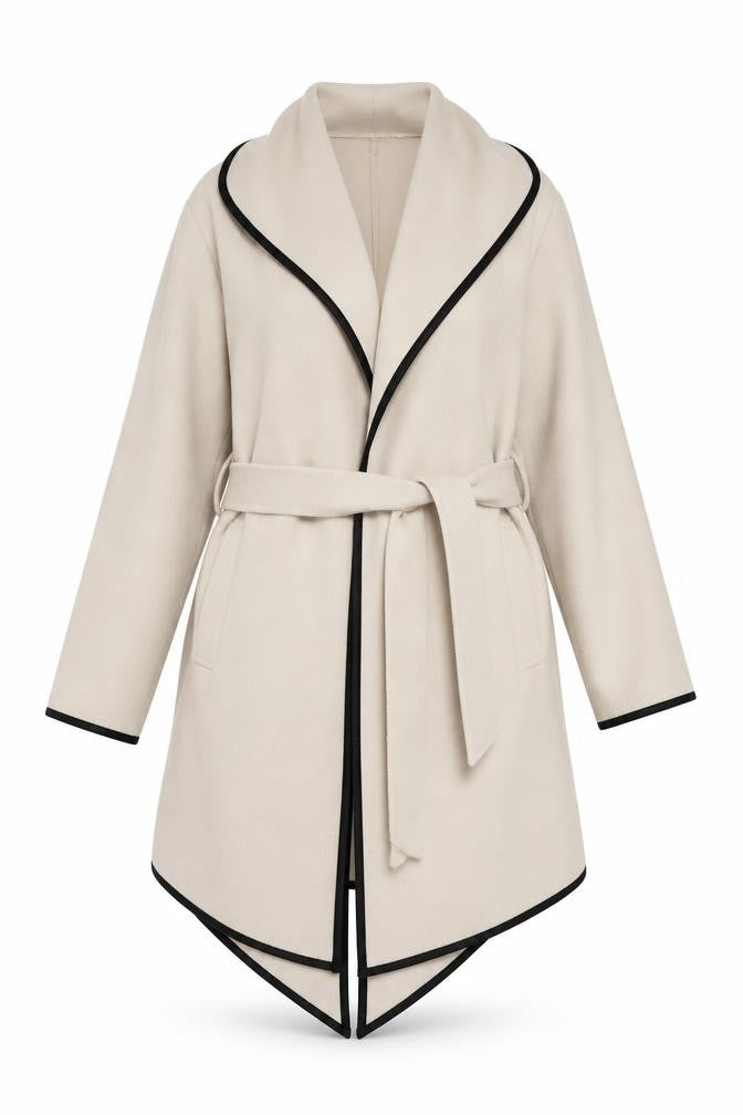 Izabel London Women’s Beige Long Belted Coat Size 8/10
