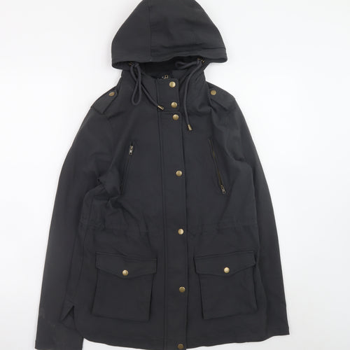 Eden Society Womens Black Hooded Parka Jacket Size M