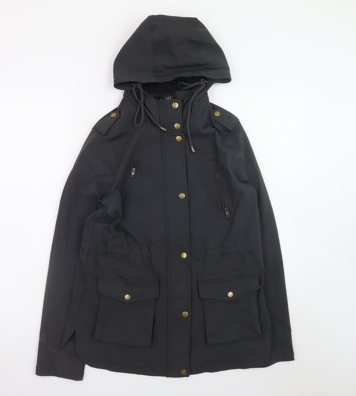 Eden Society Womens Black Hooded Parka Jacket Size M