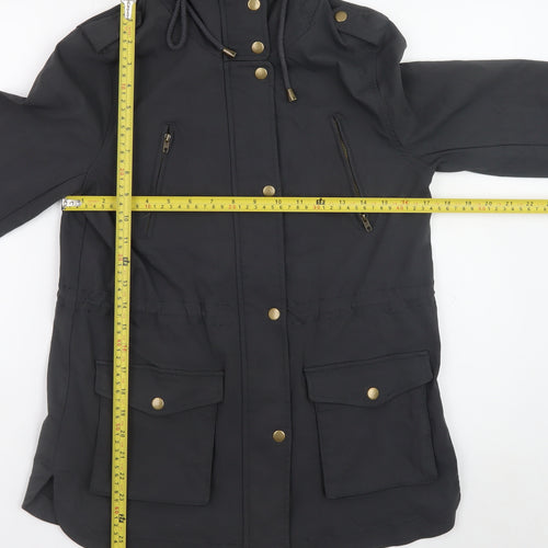 Eden Society Womens Black Hooded Parka Jacket Size M