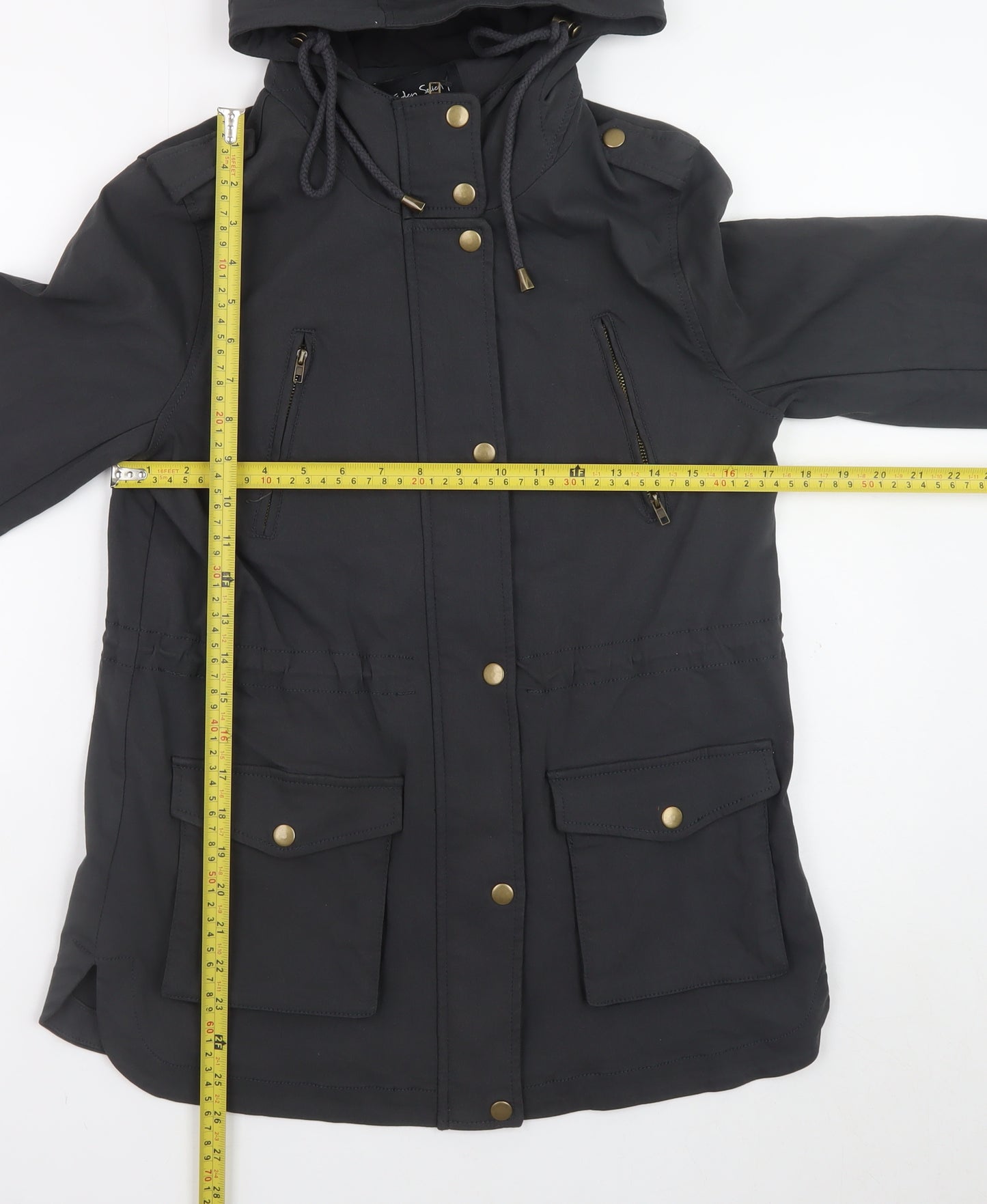 Eden Society Womens Black Hooded Parka Jacket Size M
