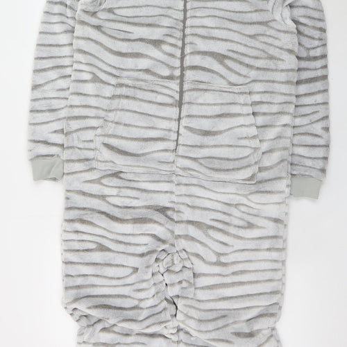 Dunelm Women Grey Fleece Animal Print Hooded Onesie S