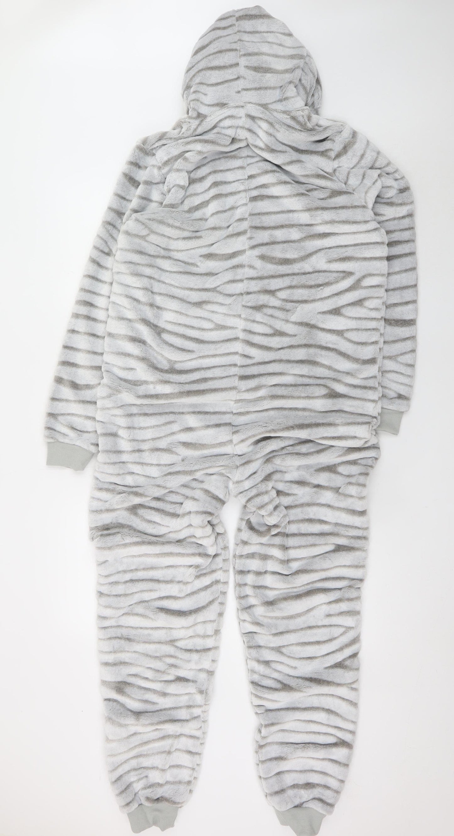 Dunelm Women Grey Fleece Animal Print Hooded Onesie S