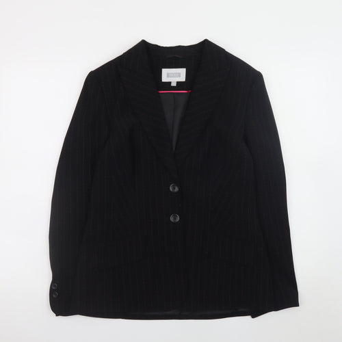 Next Women Black Pinstripe Two-Button Blazer Size 12