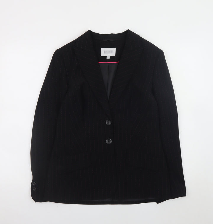 Next Women Black Pinstripe Two-Button Blazer Size 12