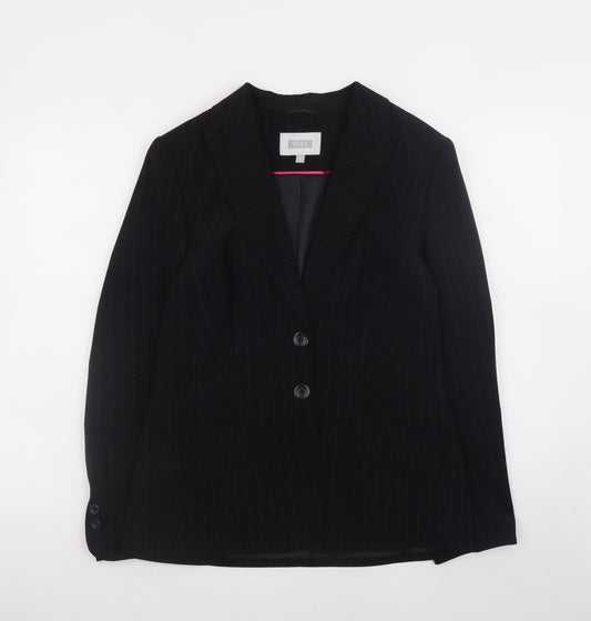 Next Women Black Pinstripe Two-Button Blazer Size 12